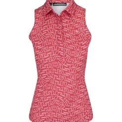 J. Lindeberg Dena Print Sleeveless Shirt Polo Short Sleeve Golf Apparel