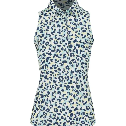 J. Lindeberg Dena Print Sleeveless Shirt Polo Short Sleeve Golf Apparel