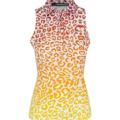 J. Lindeberg Dena Print Sleeveless Shirt Polo Short Sleeve Golf Apparel