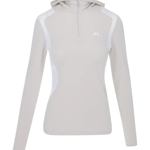 J. Lindeberg Mae Quarter Zip Hood Outerwear Pullover Golf Apparel