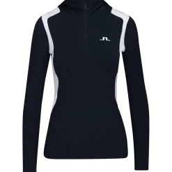 J. Lindeberg Mae Quarter Zip Hood Outerwear Pullover Golf Apparel