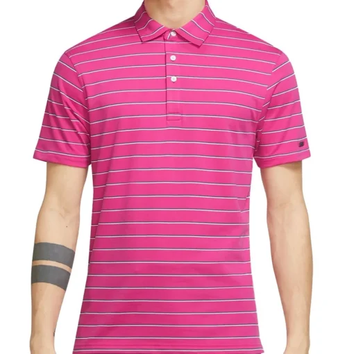Nike Dri Fit Player Stripe Shirt Polo Short Sleeve Golf Apparel