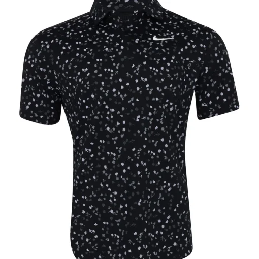 Nike Dri Fit Tour Micro Floral Shirt Polo Short Sleeve Golf Apparel