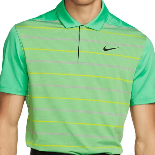 Nike Dri-FIT Tiger Woods Striped Shirt Polo Short Sleeve Golf Apparel