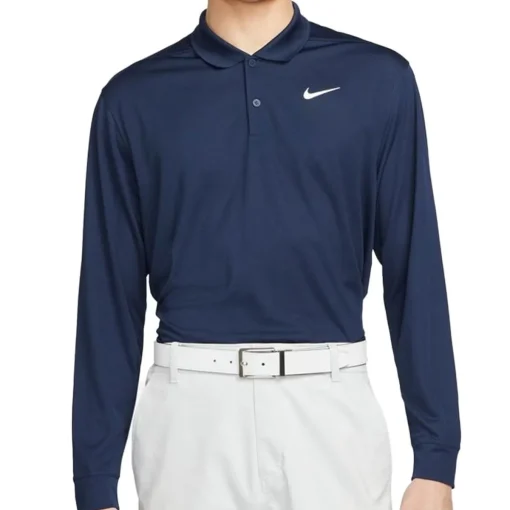 Nike Dri-Fit Victory Solid L/S Shirt Polo Long Sleeve Golf Apparel