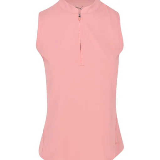 Puma Aerlon Mock Sleeveless Shirt Polo Short Sleeve Golf Apparel