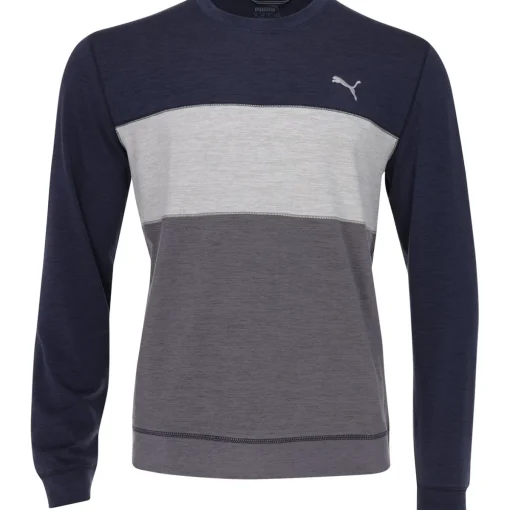 Puma Cloudspun Colorblock Crewneck Outerwear Pullover Golf Apparel