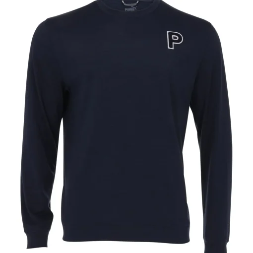Puma Cloudspun Patch Crewneck Outerwear Pullover Golf Apparel