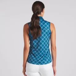 Puma Cloudspun Plaid Sleeveless Shirt Polo Short Sleeve Golf Apparel