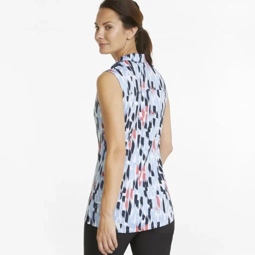 Puma Cloudspun Three Brush Sleeveless Shirt Polo Short Sleeve Golf Apparel