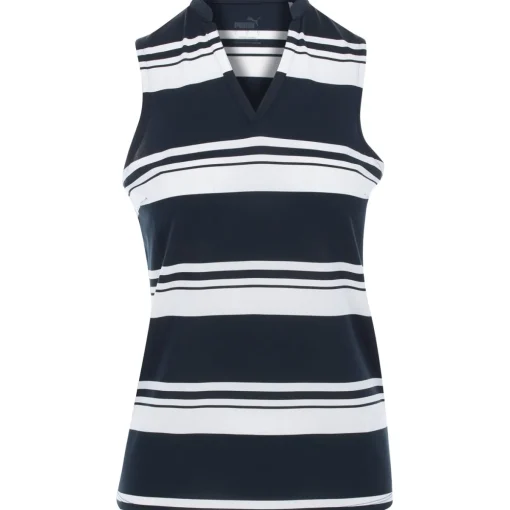 Puma Cloudspun Valley Stripe Sleeveless Shirt Polo Short Sleeve Golf Apparel