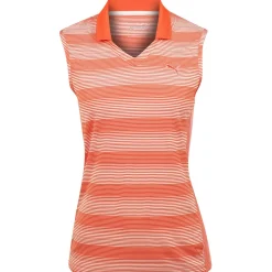 Puma Denise Stripe Sleeveless Shirt Polo Short Sleeve Golf Apparel