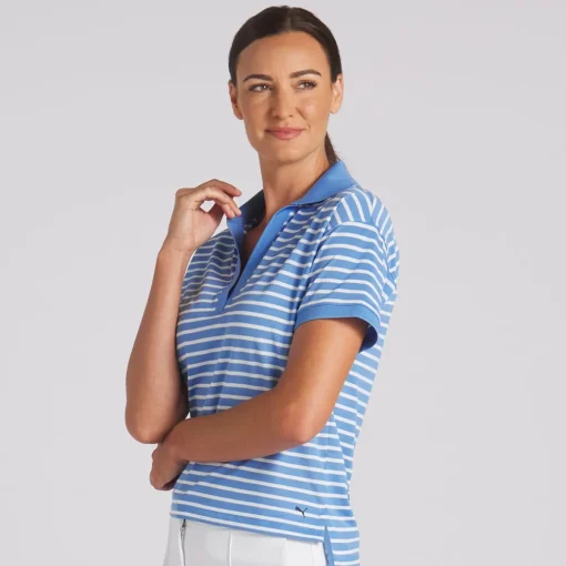 Puma EveryDay Stripe Pique Shirt Polo Short Sleeve Golf Apparel