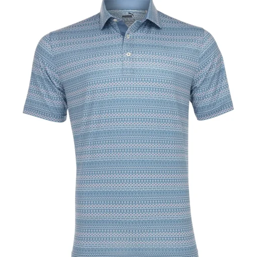 Puma Fair Isle Micro Print Shirt Polo Short Sleeve Golf Apparel