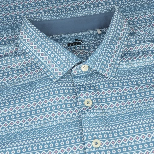 Puma Fair Isle Micro Print Shirt Polo Short Sleeve Golf Apparel