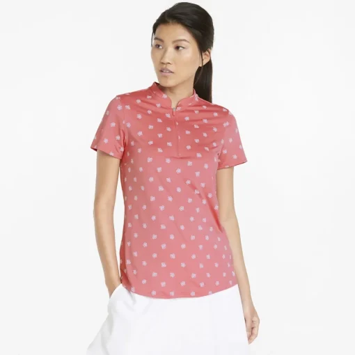 Puma Mattr Hibiscus Shirt Polo Short Sleeve Golf Apparel