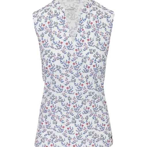 Puma Mattr Micro Floral Sleeveless Shirt Polo Short Sleeve Golf Apparel