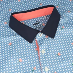 Puma Pique Gingham Shirt Polo Short Sleeve Golf Apparel