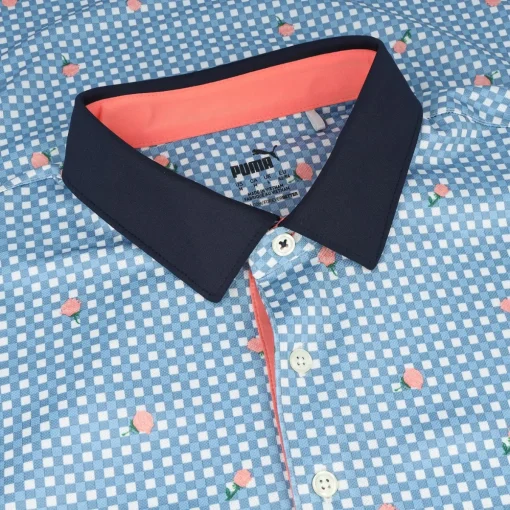 Puma Pique Gingham Shirt Polo Short Sleeve Golf Apparel