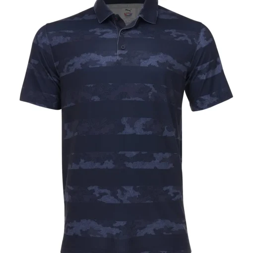 Puma Volition Bandana Stripe Shirt Polo Short Sleeve Golf Apparel