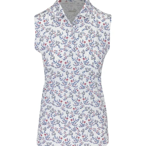 Puma Youth Girls Mattr Micro Floral Sleeveless Shirt Polo Short Sleeve Golf Apparel