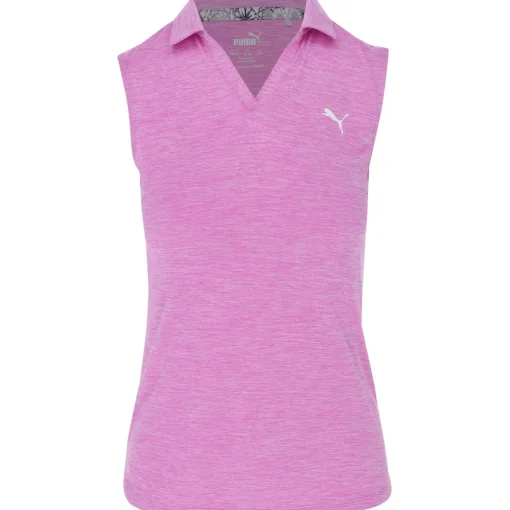 Puma Youth Girls Sleeveless Heather Shirt Polo Short Sleeve Golf Apparel