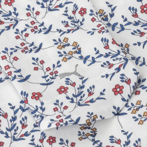Puma You-V Micro Floral Crew Top Shirt Polo Long Sleeve Golf Apparel