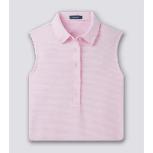 Turtleson Cara Stripe Performance Sleeveless Shirt Polo Short Sleeve Golf Apparel
