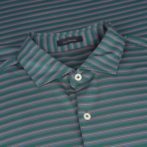 Turtleson Rory Stripe Performance Shirt Polo Short Sleeve Golf Apparel