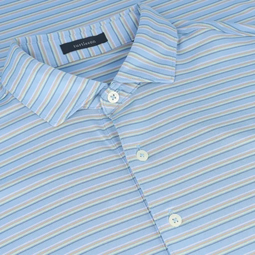 Turtleson Rory Stripe Performance Shirt Polo Short Sleeve Golf Apparel
