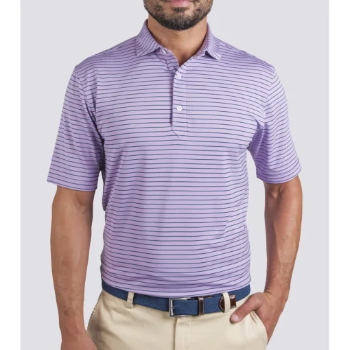 Turtleson Trey Stripe Performance Shirt Polo Short Sleeve Golf Apparel