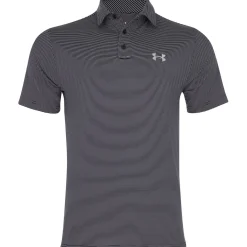 Under Armour T2 Green Bridge Stripe Shirt Polo Short Sleeve Golf Apparel