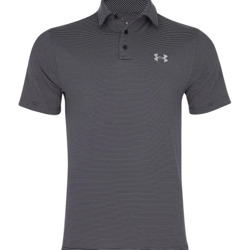Under Armour T2 Green Bridge Stripe Shirt Polo Short Sleeve Golf Apparel