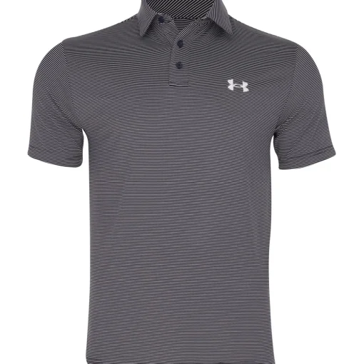 Under Armour T2 Green Bridge Stripe Shirt Polo Short Sleeve Golf Apparel
