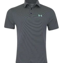 Under Armour T2 Green Bridge Stripe Shirt Polo Short Sleeve Golf Apparel
