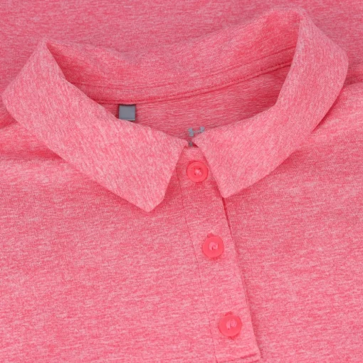Under Armour UA Youth Girls Aura Heather Shirt Polo Short Sleeve Golf Apparel